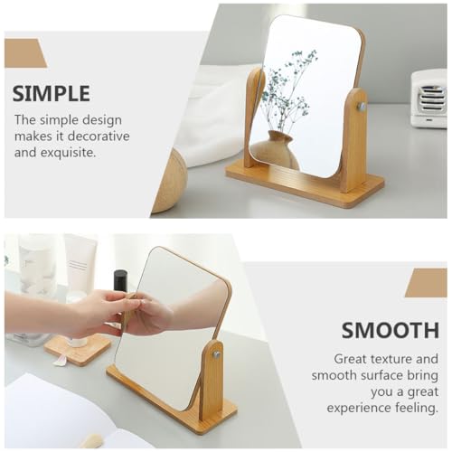 Espejo de mesa Homoyoyo de madera natural giratorio 360° miniatura 7
