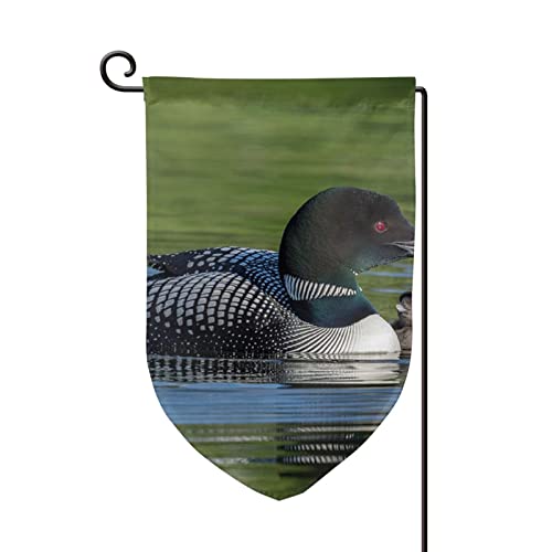Drapeau de jardin imprimé oiseau Loon Nature 12,5x18 cm double face extérieur