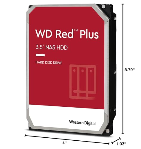 Image of Western Digital 6TB WD Red Plus NAS Internal Hard Drive HDD - 5400 RPM, SATA 6 Gb /s, CMR, 256 MB Cache, 3.5 inch -WD60EFPX