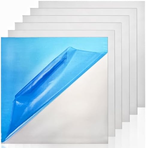 Tlence 6 Pack 5052 Aluminum Sheet, 12" x 12" x 1/64" (0.02") Inch Metal Plain Aluminum Plate, 0.5mm Panel Covered with Protective Film, Heat Treatable Aluminum Flat for Industry Crafting