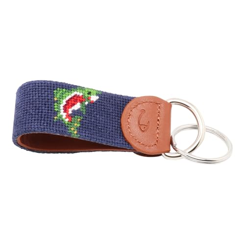 Image of Leather Hand-Stitched Needlepoint Key Fob or Key Chain