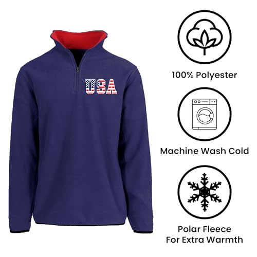JH DESIGN Men’s USA Quarter Zip Thermal Fleece Pullover Long Sleeve Sweatshirt4