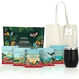 Coffee Gift Set, Latin America Single Origin Sampler (5 x 2oz) from Colombia, Costa Rica, Mexico, Honduras & Peru, by Liquid Gold Coffee, Includes Insulated Mug & Reusable Tote Bag