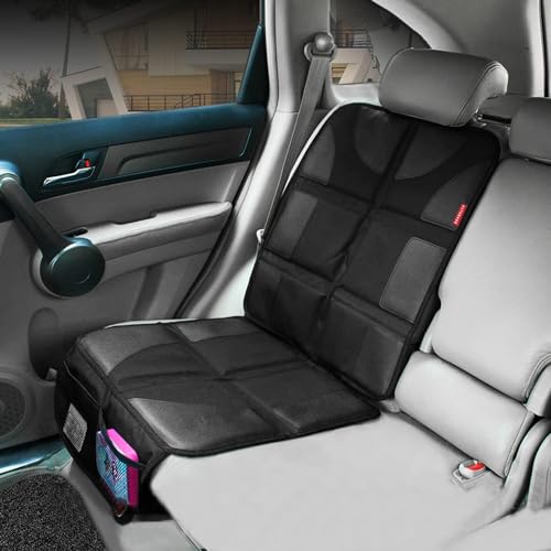 Image of Autobase Car Seat Protector for Child Car Seat | Largest and Thickest Waterproof Backseat Protector for Kids and Pets | Heavy-Duty Non-Slip Rubber Padded Backing (Black, XL – 1 Pack)