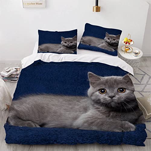 Housse de couette avec fermeture éclair chat, parure facile à border - 3