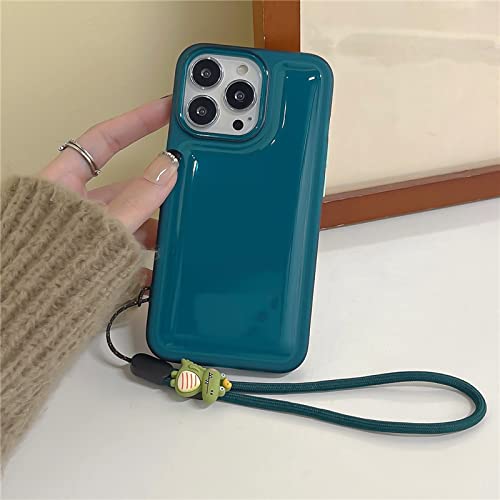 Coque silicone cordon iPhone 13 14 verte pour sorties et balades mains libres