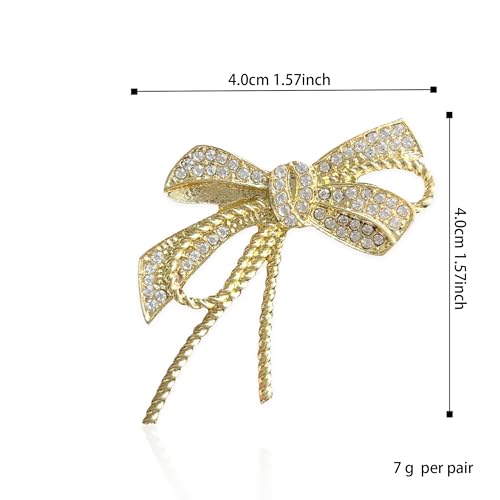 Image of Bow Brooch Pins for Women Vintage Rhinestone Crystal Statement Ribbon Bow Brooch Jewelry Gifts for Daily Wear Parties Weddings