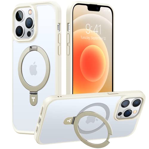 TORRAS Magnetic for iPhone 13 Pro Max Case [Compatible with Magsafe] with Stand, [Military Grade Drop Protection] Shockproof Translucent Back Slim Protective Phone Case (2021), Milky White
