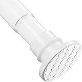 XIQIYY Shower Curtain Rod 28-48 inch Heavy Duty Tension Curtain Rod No Drilling Adjustable Tension Rod Spring Shower Rod for Bathroom Closet,Stainless Steel,White