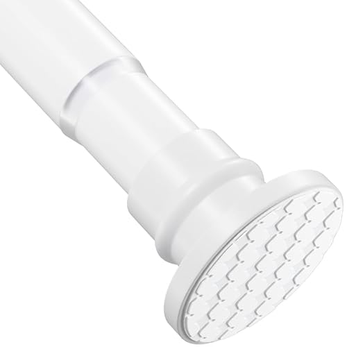 XIQIYY Shower Curtain Rod 28-48 inch Heavy Duty Tension Curtain Rod No Drilling Adjustable Tension Rod Spring Shower Rod for Bathroom Closet,Stainless Steel,White