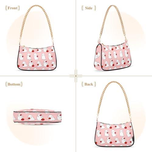 Cute Ghosts Shoulder Bag for Women, Handbag with Chain Strap, Soft Purse Tote Bag for Ladies3