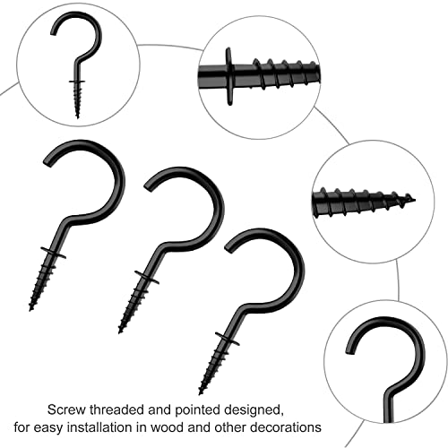 Goiio GO-2406151931 100 Pieces 1/2 Inch Ceiling Hooks, Black Zinc Plated Metal Screw-In Cup Hooks thumb #3