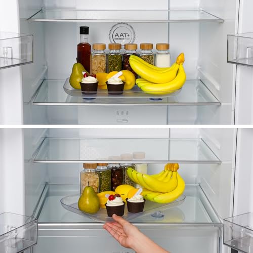 LAGAHS Lazy Susan - Organizador para frigorífico (15,75 in/40 cm, rectangular transparente, placa giratoria 360 con antideslizante, para armario, mesa, despensa)