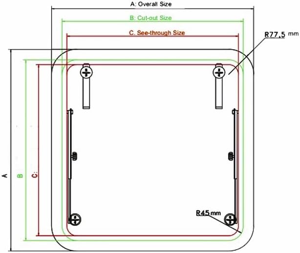26.6"x26.6" Deck Hatch - Anodized Aluminum Square Hatch with Tempered Glass for Boat/Yacht/RV