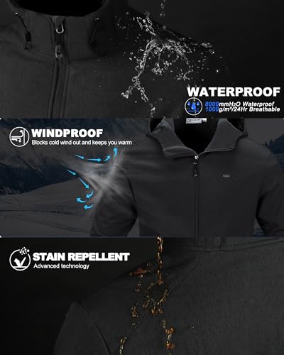 image for 33,000ft Men's Hooded Softshell Jacket Waterproof Lightweight Insulate