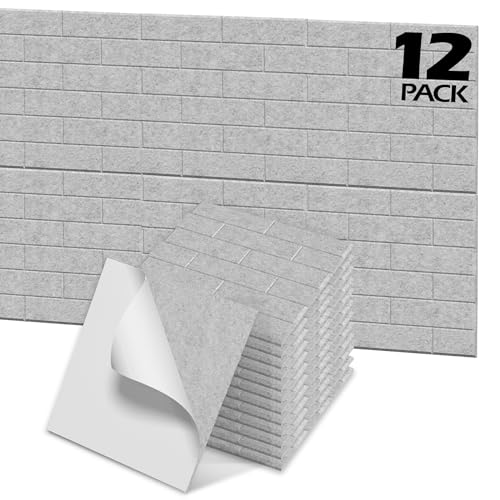 Suusolny 12 paneles acústicos en forma de ladrillo, paneles de pared sobre fieltro acústico, autoadhesivos, panel acústico, aislamiento acústico, paneles acústicos, absorción de sonido, para oficina