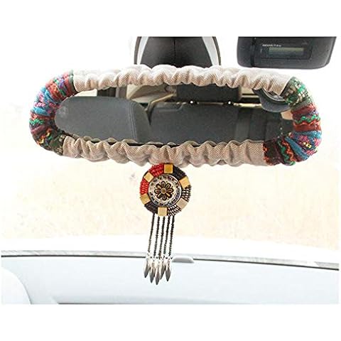 Siyibb Bohemian Style Car Rear View Mirror Cover for Women - Beige Cover