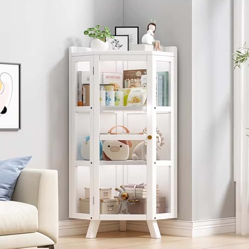 Vetrina Angolare, Trasparente Armadio di Stoccaggio con Porta in Acrilico, Vetrine Moderna per Soggiorno Camera da Letto Studio Cucina, Antipolvere