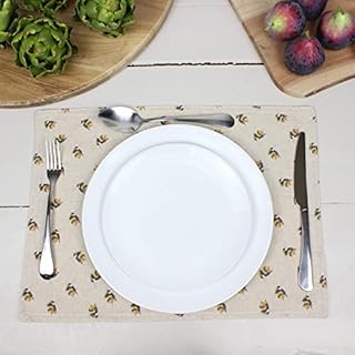 Bumble Bee Cream Country Animal Fabric Placemat Set of 4 / Individual (1)