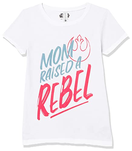 STAR WARS Rebel Kid Girls' Short Sleeve T-Shirt, White/Opulent Garden, XL