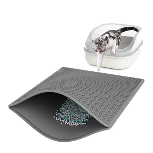 Katzenstreu Matte, Katzenklo Matte, Katzenzubehör, Katzen Zubehör, Katzentoiletten & Zubehör, Katzenmatte Katzenklo, Wurf Tray Mat Wasserdichte Doppelschicht Honigwaben Design Wurf Box Mat (Schwarz)
