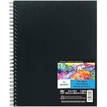 Canson Mix Media Art Book, Heavyweight French Paper, Double Sided Fine and Medium Texture, Side Wire Bound, 138 Pound, 9 x 12 Inch, 40 Sheets