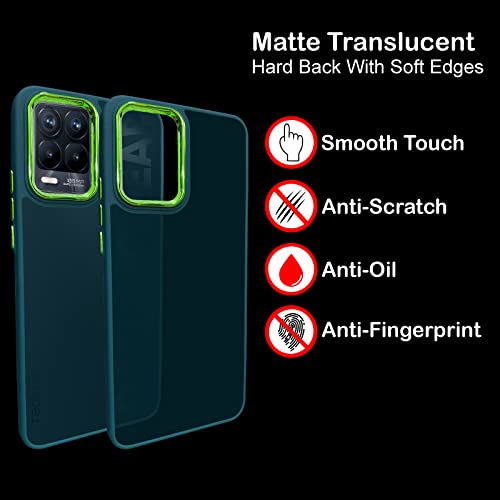 Image of A rtistque Frosted Translucent Back Cover Case for Realme 8 Pro /Realme 8 4G | Chrome Ring Design | Premium Matte Finish | Shockproof TPU | Slim Protective Design | Realme 8 Pro Back Cover - Green