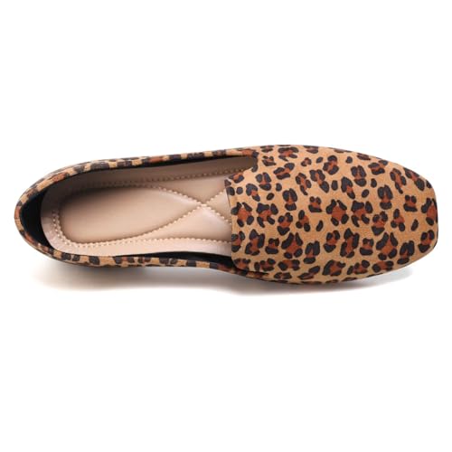 Image of ChaiRong Zhou Women Square Toe Ballets Flats Comfort Slip On Walking Shoes for Driving