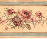 CONCORD WALLCOVERINGS ™ Wallpaper Border Floral Pattern Flowers Leaves Buds for Living Room Bedroom Dining Area, Indian Yellow Pale Brown Blue Coper, 3.75 Inches by 15 Feet PR79651