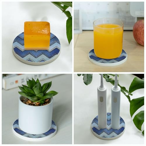 Dessous de verre en diatomite imprimé denim dégradé bleu