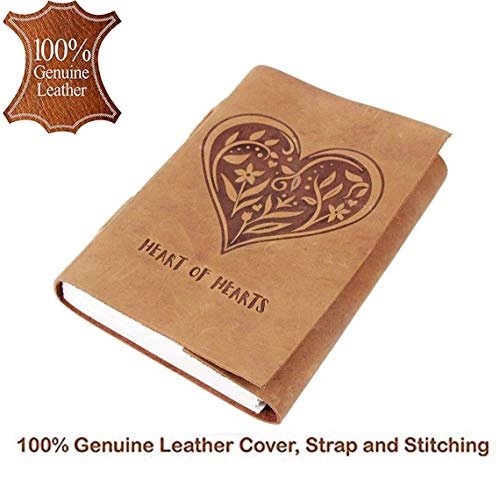 Image of CAVALO - Be Unique Leather Diary, Brown Colour Antique Handmade Leather Bound Notepad for Men and Women 5x7 Inches, Gift for any one (Heart of Heart)