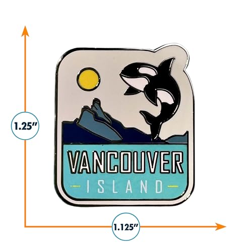 Image of Vagabond Heart Vancouver Island Pin - Hard Enamel Lapel Badge Vancouver Island British Columbia Souvenir - Metal Travel Brooch for Backpack Jacket Hat - Victoria BC Pin Collectible Gift for Travelers Men Women - 1.25 inch Inch Rubber Clutch Back