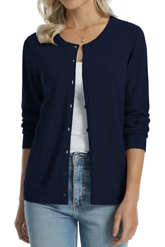 QUALFORT Navy Cardigan for Women
