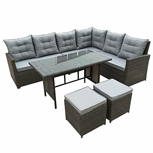 YJYDD Essgruppe Gartenmöbel Rattan Set Dining Lounge Farbwahl (Color : Schwarz) – Bild 4