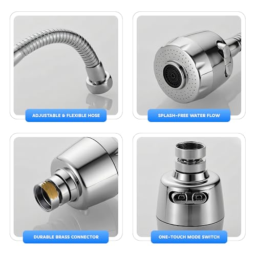 Image of Amazon Basics Tap Extension For Kitchen Sink | Flexible Water Filter For Sink Tap For Kitchen Basin | Faucet Extender For Taps with |Kitchen Accessories Items For Home Pack of 1