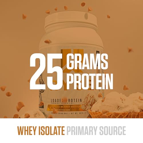 Image of RYSE Loaded Protein Powder - Vanilla Peanut Butter - 25g Whey Protein Isolate & Concentrate with Prebiotic Fiber & MCTs - Low Carb, Low Sugar, Digestive-Friendly - 27 Servings / 2 lb Tub