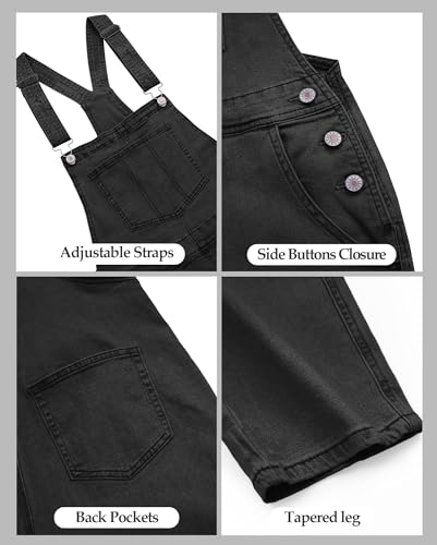 Vetinee Schwarzer Jumpsuit Damen Overall Damen Schwarz Ikonisch Schwarz Größe Large Passt EU Größe 42 bis EU Größe 44