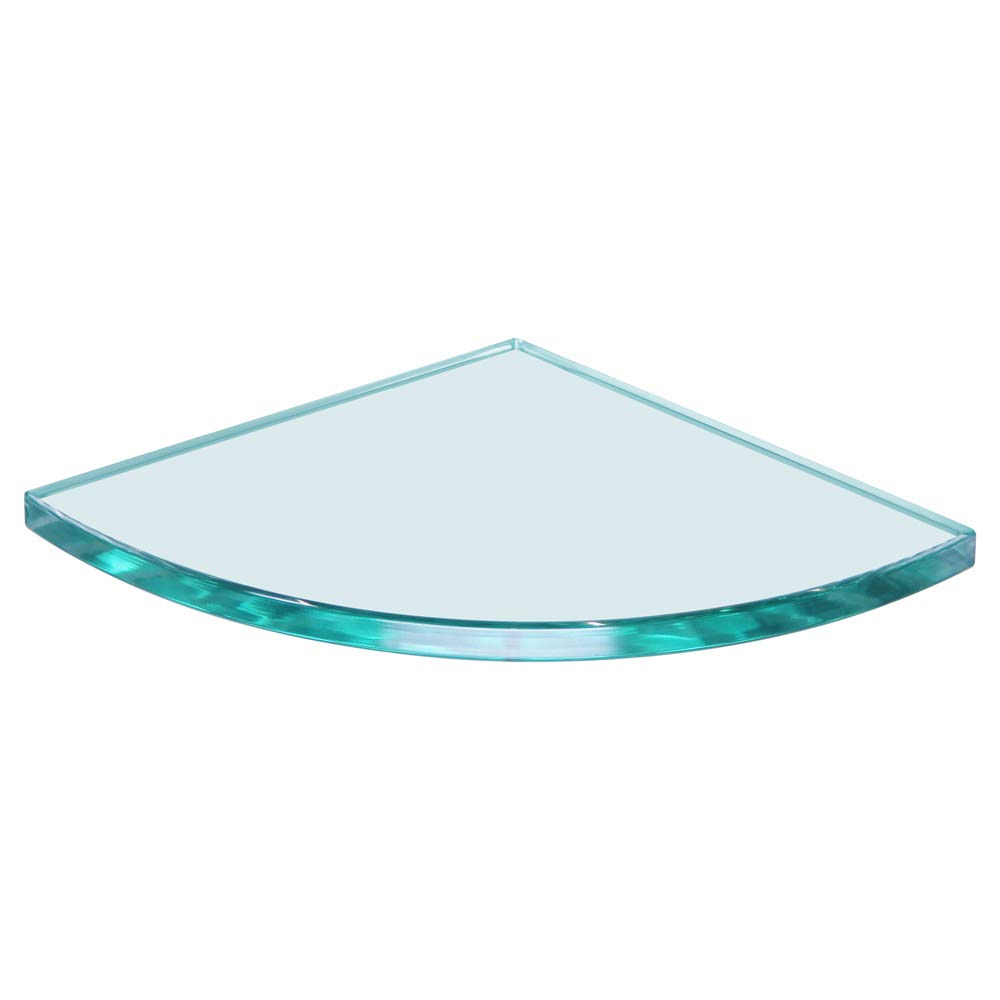 Dulles Glass 10" x 10" Quarter Round Floating Glass Shelf - Shelf Only - Tempered - 3/8" Thick - Flat Polished Glass