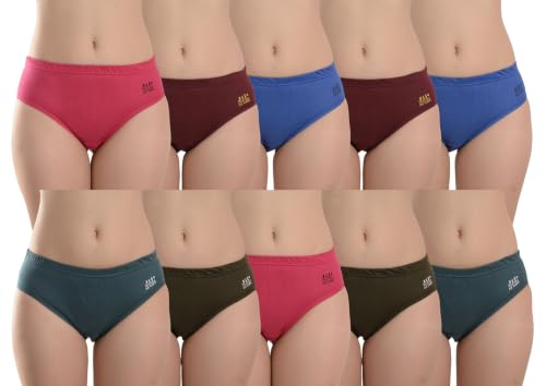 Image of Panty Set for Women | Solid Plain Mid Waist Cotton Panties for Women Combo | Hipster Briefs | Soft Breathable Innerwear for Women | Ladies Innerwear