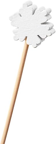 Miniatura 7 de Púas de cóctel de copo de nieve de 3.5 pulgadas, 100 púas de comida resistentes, punta afilada, desechables, de bambú blanco, uso en fiestas de