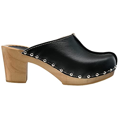 ESTRO Zuecos De Madera para Mujer Calzado Sanitario De Trabajo CDL03 (Negro, 38)