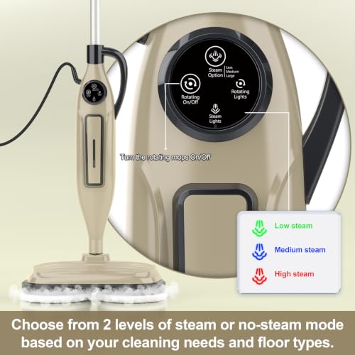 Image of DEVOAC VM6 Scrubbing Steam Mop with Rotating Mop Pads, 10 in 1 Steam Mop, Lightweight Spin Mop & 3 Steam Modes for Hard Floor Laminate Marble Floors (Auster)