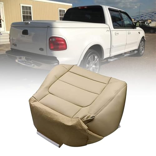 NLQR Tan Driver Side Bottom Replacement Microfiber Leather Seat Cover Compatible with Ford F150 Lariat 2001 2002 2003