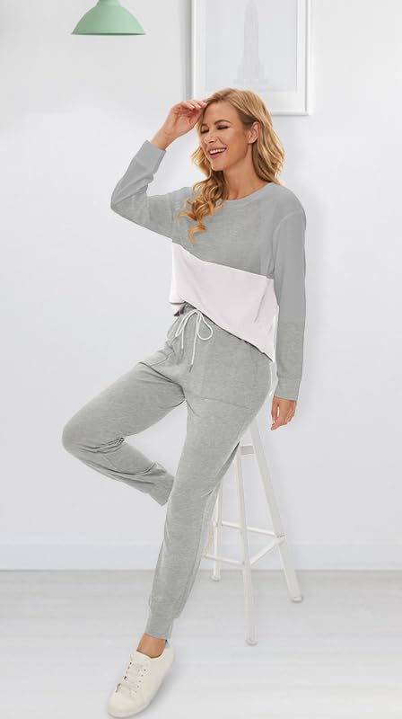 Image of Fengbay Two Piece Outfits for women Long Sleeve Crewneck Pullover Tops And Pants Sweatsuits Lounge Set with Pockets 2026