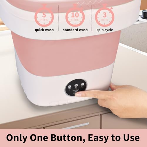 Image of Portable Washing Machine, 16L Foldable Washer and Dryer with 3 Modes Deep Cleaning, Upgraded Small Collapsible Laundry for Travel, Apartment, Home, camping - Pink