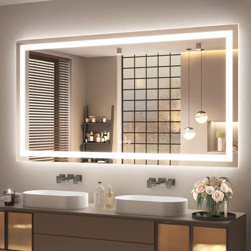 Led Bathroom Mirror 60x36, Large Illuminated Dimmable Vanity Mirr...
