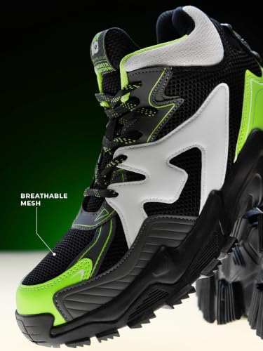 Image of The Souled Store Fumes NX: Men and Boys High Top Sneakers Streetwear Shoe Breathable Mesh and Synthetic Upper Chunky Midsole RidgeLock Traction Sole Lace Up Closure