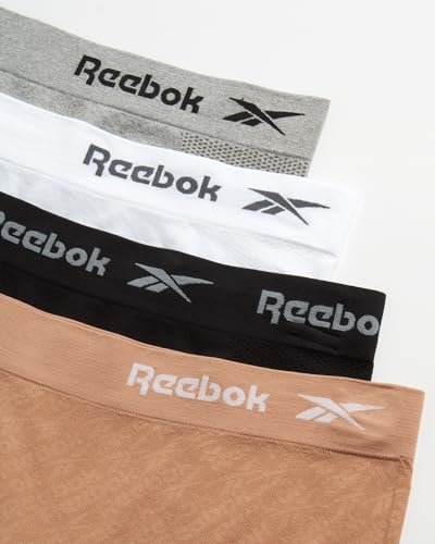 Reebok Womens Boy Shorts Underwear - 4 Pack Seamless Long Leg Boyshorts Panties for Women (S-3X, available in Plus Size)3