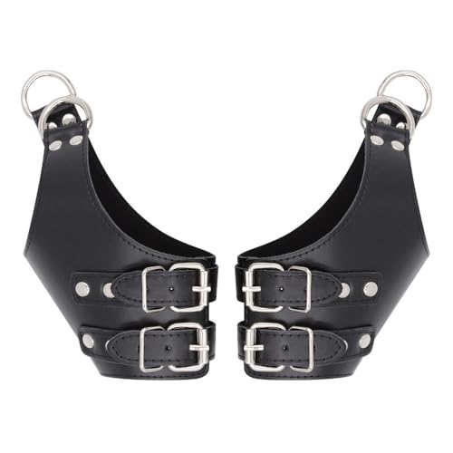 TAUOE Sangle de suspension pour poignet de yoga - Kit d'entraînement de yoga - Accessoires réglables en cuir pour couples, hommes, femmes - Noir