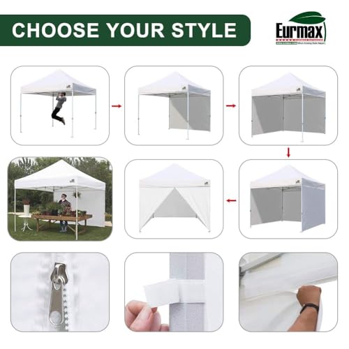 Eurmax-USA-10-x-10-Pop-up-Canopy-Commercial-Tent-Outdoor-Instant-Canopies-Party-Shelter-with-4-Full-Zippered-Walls-and-Roller-Bag-Bonus-Sand-BagsWhite Eurmax USA 10 x 10 Pop up Canopy Commercial Tent Outdoor Instant Canopies Party Shelter with 4 Full Zippered Walls and Roller Bag Bonus Sand BagsWhite